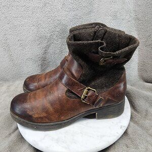 Born Shoes Womens 9.5 M B.O.C. Lucy Brown Leather Buckle Ankle Boots